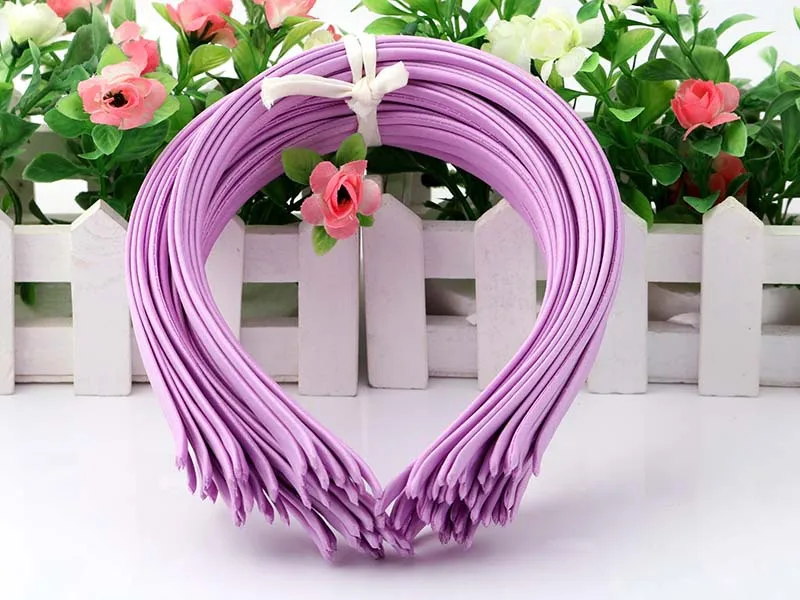 6 Light Purple 5 шт./лот, 20 цветов, ручная работа, атласные, покрытые смолы, повязки для волос для женщин и девочек, цельная повязка для волос повязка на голову "сделай сам", детский обруч на голову - Окраска металла: 6 Light Purple