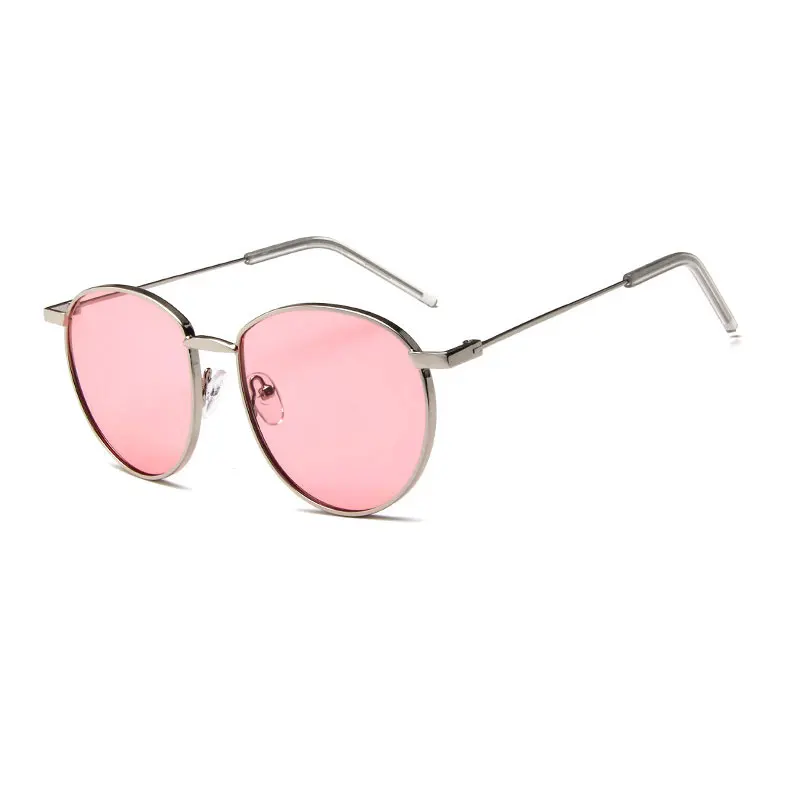 Pink HUHAITANG винтажные Овальные Солнцезащитные очки для женщин, роскошные брендовые металлические круглые солнцезащитные очки для мужчин, дизайнерские уличные женские желтые солнцезащитные очки для мужчин s - Lenses Color: Pink