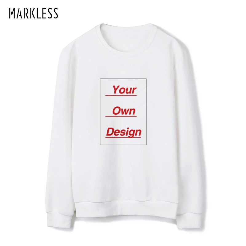 Print your design Markless/худи с принтом на заказ; сезон осень-зима; повседневные мужские толстовки с принтом; Модный хлопковый пуловер; мужские Cпортивные костюмы толстовки - Цвет: Print your design