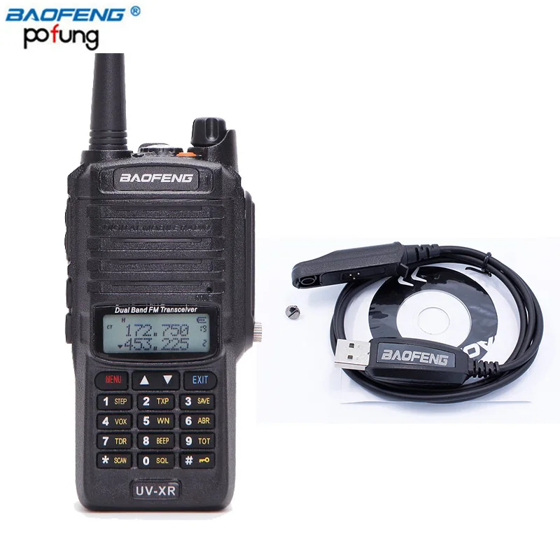 Add cable Baofeng UV-XR IP67 водонепроницаемый двухдиапазонный радиоприемник UVXR 4800 мАч 10 Вт мощная рация 10 км дальность действия двухстороннее удобное радио - Цвет: Add cable