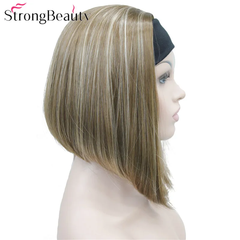 StrongBeauty половина женские 3/4 парик с оголовьем прямые синтетические монолитные волосы женские парики 10 цветов