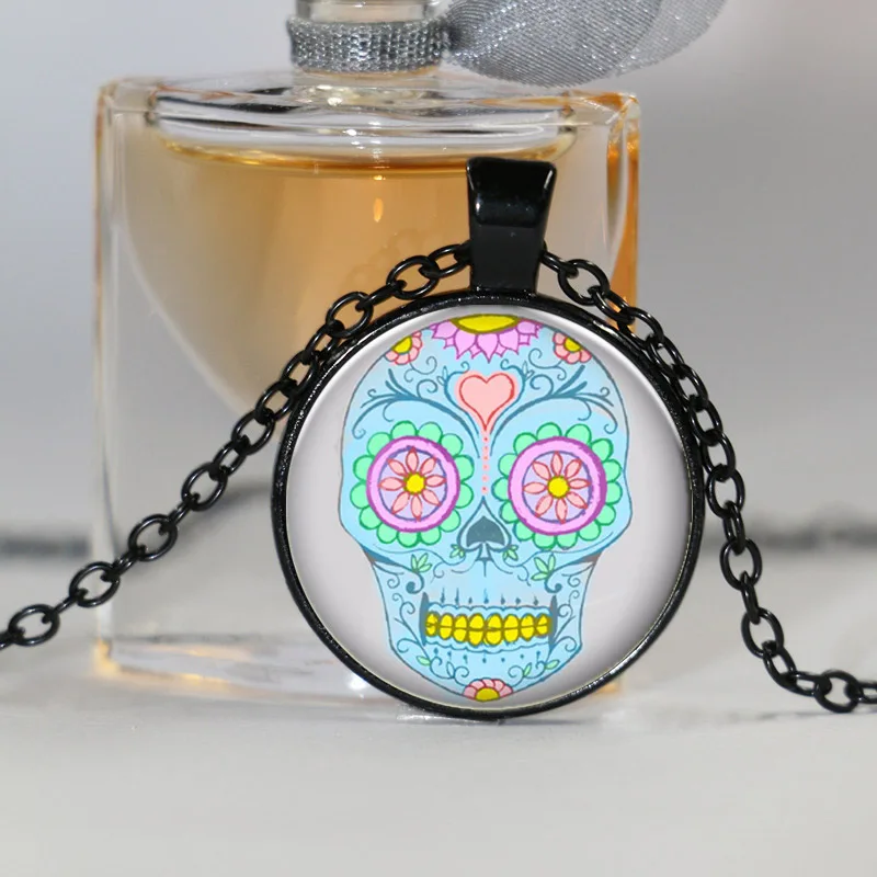 Хип-хоп панк мексиканский тату череп подвеска ожерелье очаровательное мужское