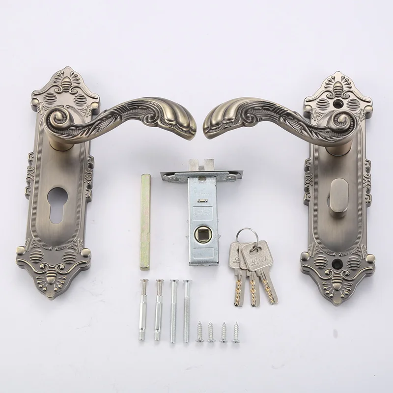 

JD Antique European Zinc Alloy Door Handle Lock American Hotel Bedroom Bathroom Mute Room Door Lock Set Furniture Handle