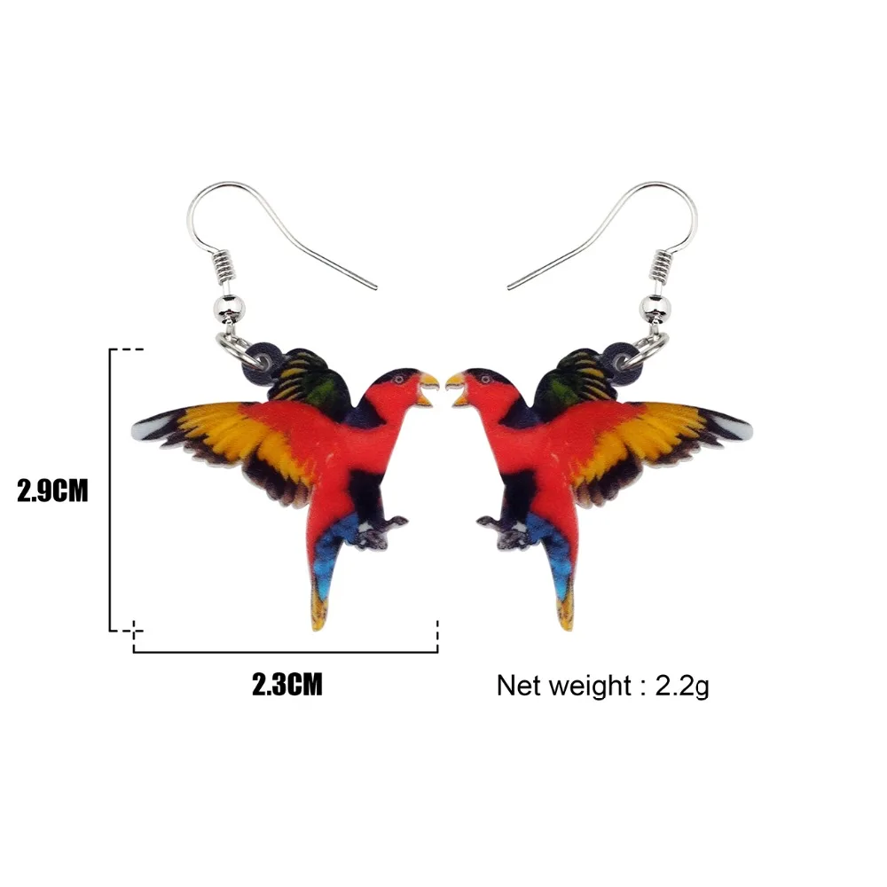 Bonsny акриловые черные capped Lory Parrot серьги в виде птиц большие длинные висячие капли