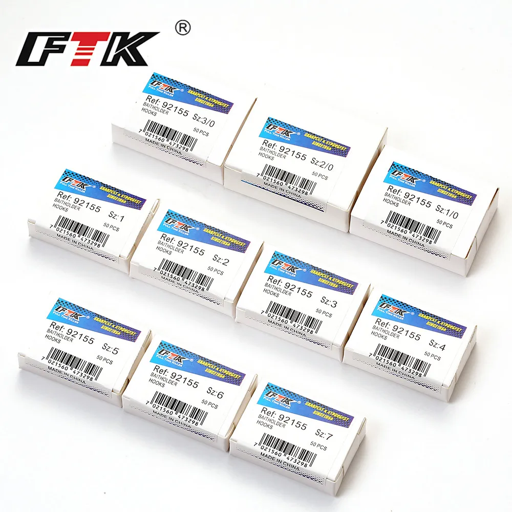 Крючки из углеродистой стали FTK 50 шт./лот Baitholder 92155 1/0 #-7 # для ловли карпа | Спорт и
