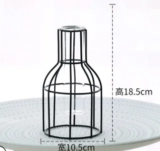 18.5X10.5CM Металлическая ваза в скандинавском стиле, стеклянный контейнер для гидропоники, украшения для домашнего декора, аксессуары для рабочего стола, искусственные цветы, железная ваза, подарки - Цвет: 18.5X10.5CM