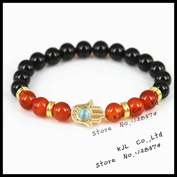 1 шт 2017 Новый Модный черный/красный агатестоун браслет из натуральных бусин с ладонью Будда золотого цвета для женщин 1 шт 2017 Новый Модный черный/красный агатестоун браслет из натуральных бусин с ладонью Будда золотого цвета для женщин