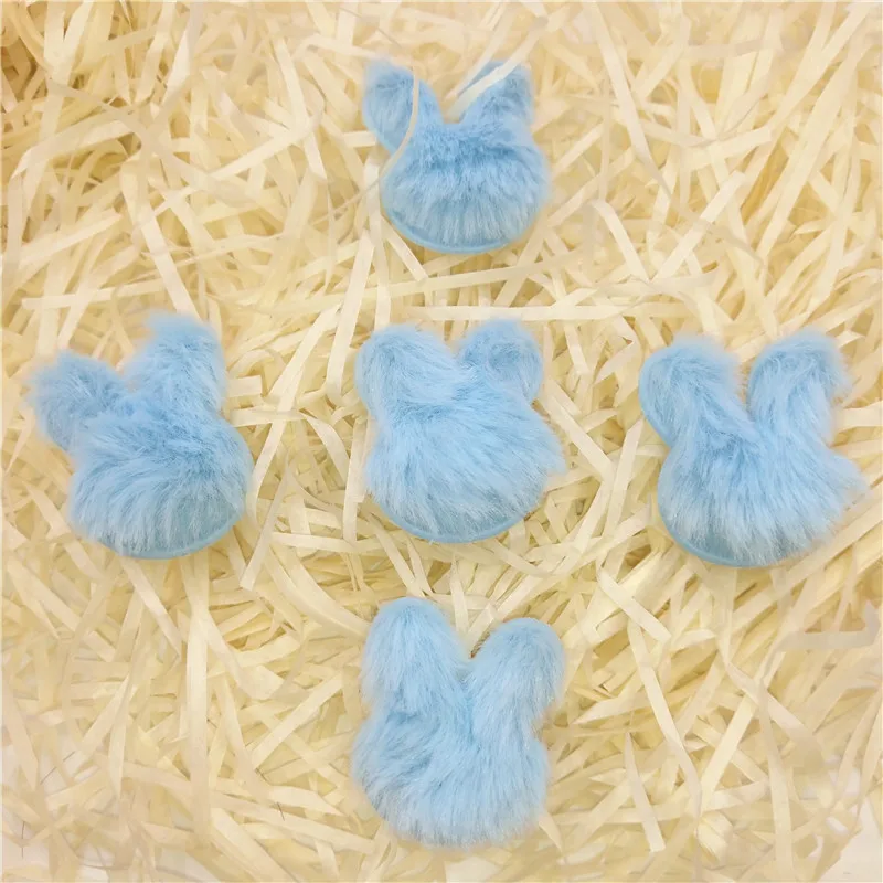 50pcs Plush Patches Rabbit Hair Embellishment Rabbit Head Appliques for Clothing Craft Sewing Supplies DIY Hair Clips Ornament