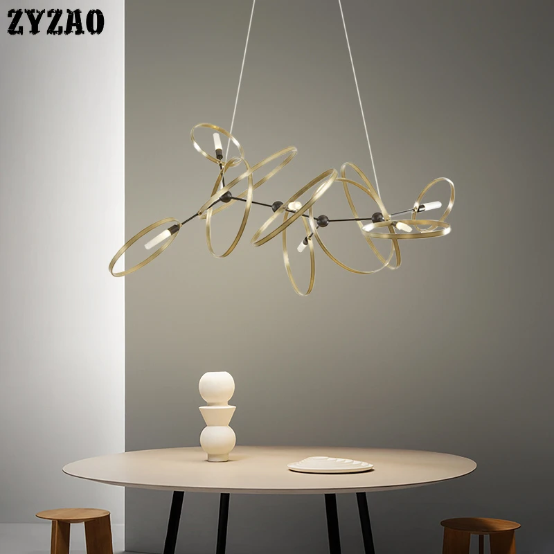 

Post-modern Creative Simple Metal Ring Decorative Led Chandelier Living Room Dining Room Designer Chandelier Lighting Home Decor