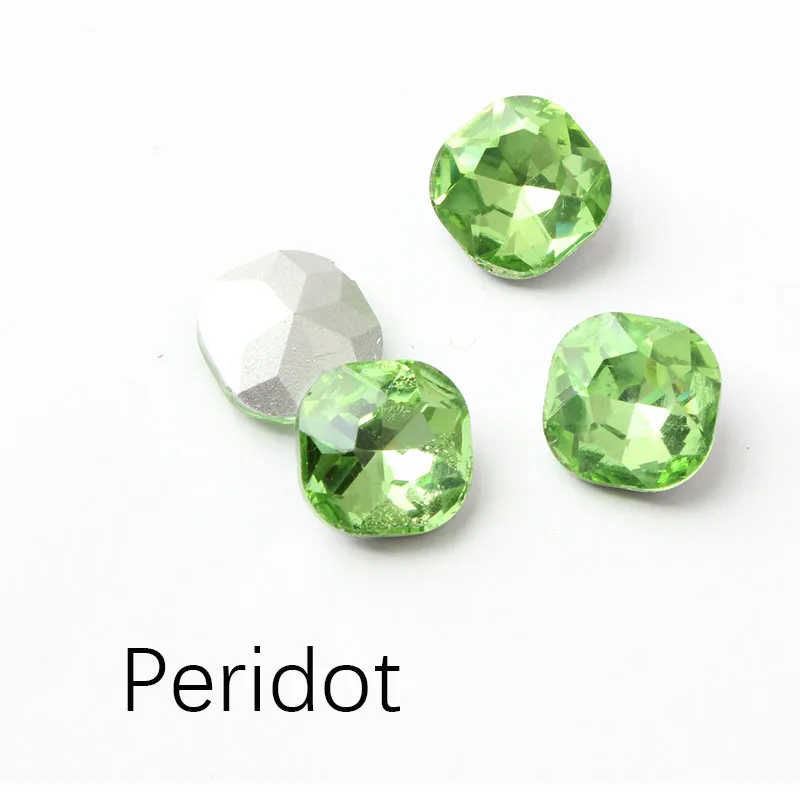 Peridot 30 шт. 3D кристаллы для ногтей Стразы AB амулеты квадратные Стразы камень Шампань украшения ногтей Самоцветы маникюрные аксессуары инструменты - Цвет: Peridot