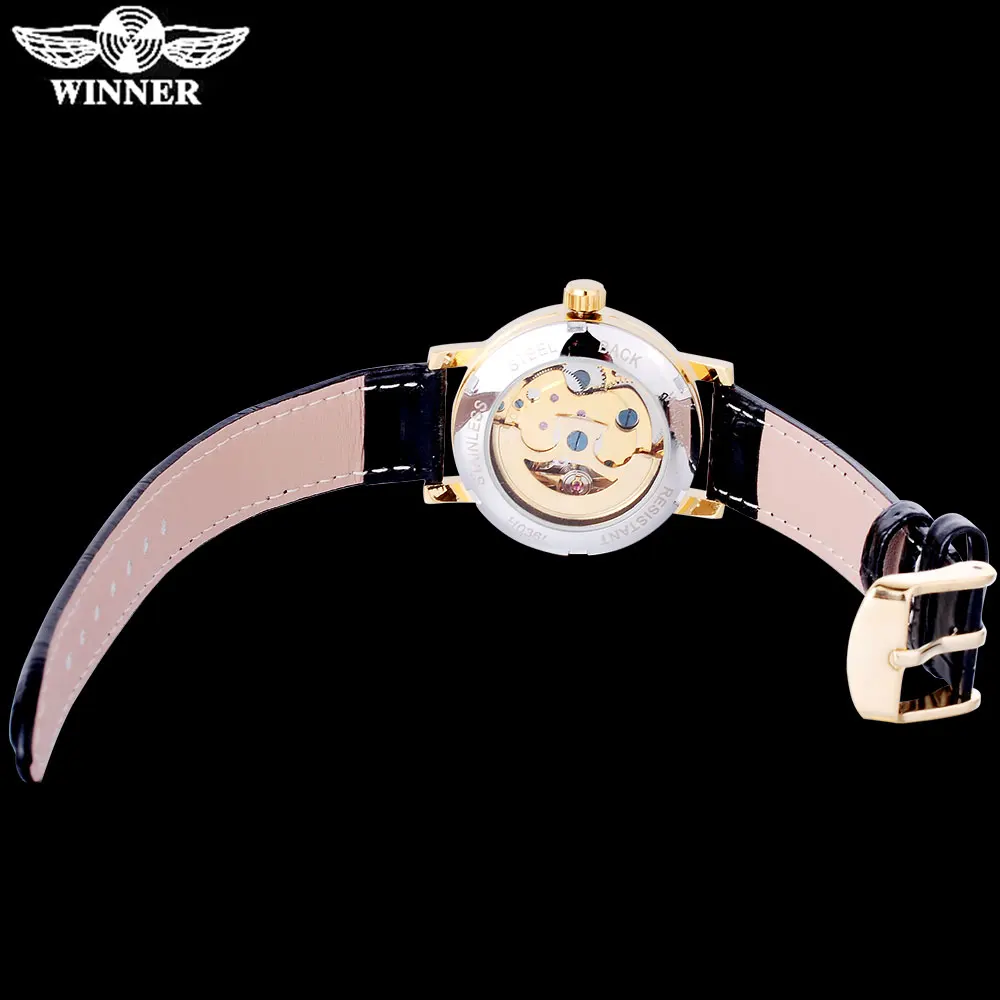 Часы скелетоны женские прозрачные серебристые с автоподзаводом|leather band watches