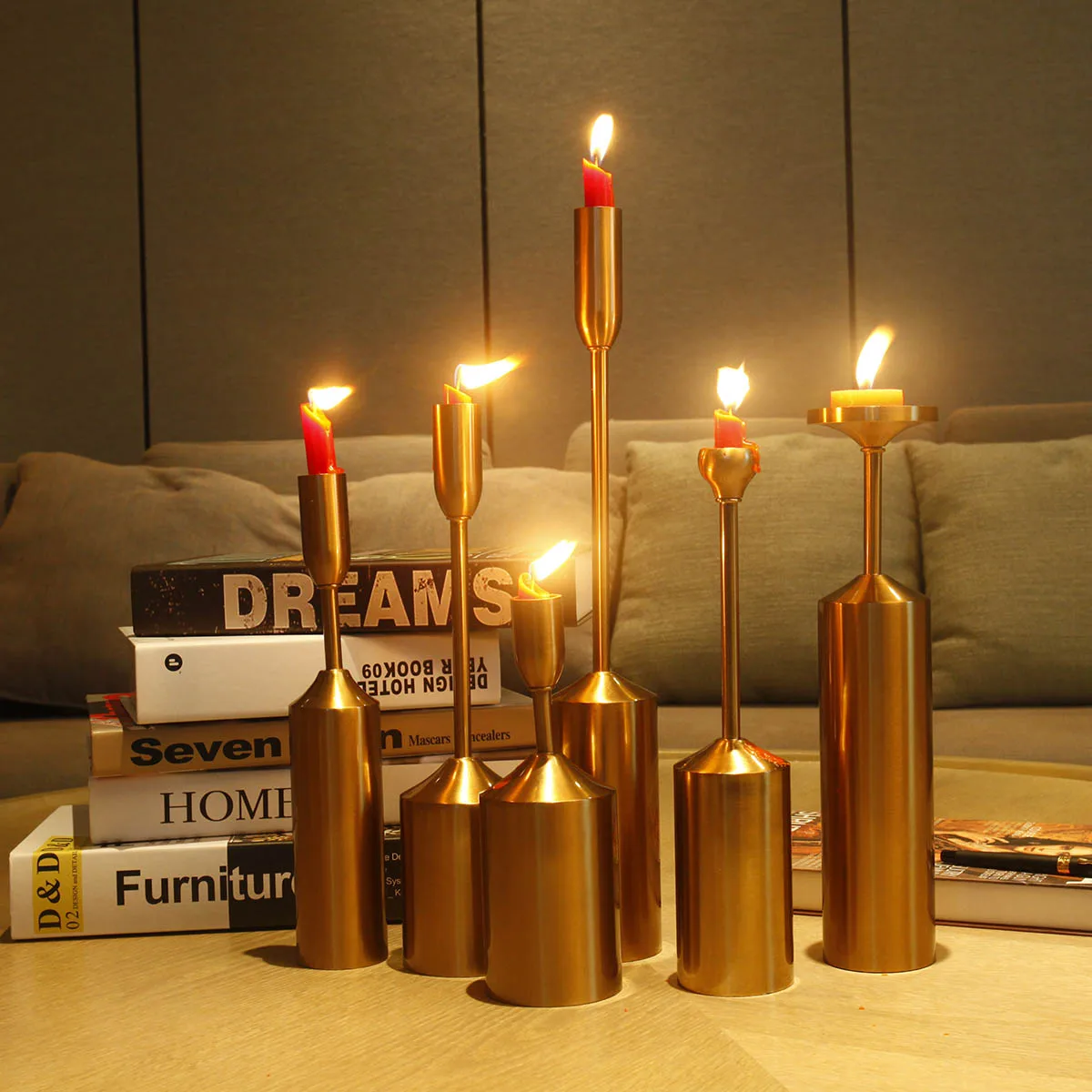 

TOOARTS Candlestick with Long Pole Metal Pillar Candlelight Dinner Candleholder Table Ornament Tealight Holder Wedding Decor