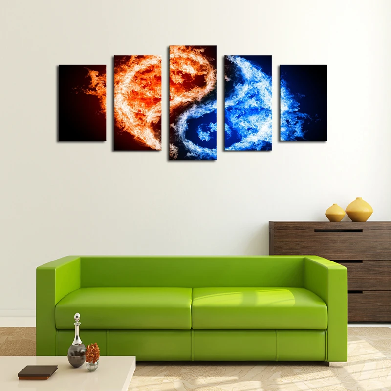 5 панелей (без рамки) холст искусство на стену красочные Тай Чи картины Краска