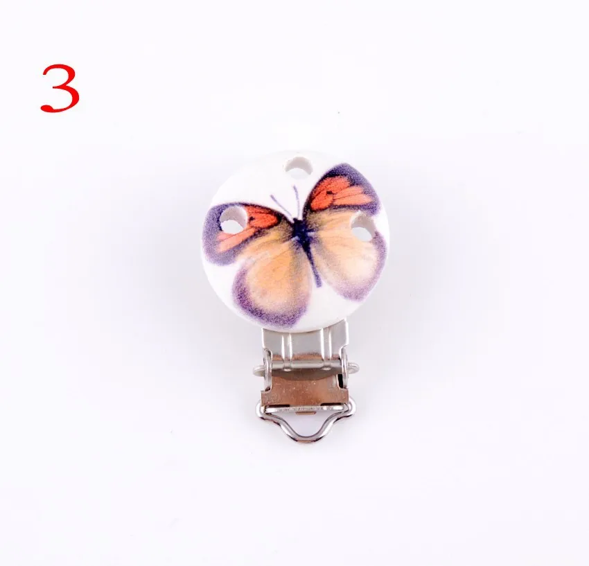 1Pcs(8 Colors Can Choose)Metal Suspender Butterfly Trousers Pacifier Clips With Plastic Wood Craft Sewing Tool 45x30mm D2988-3 | Дом и сад