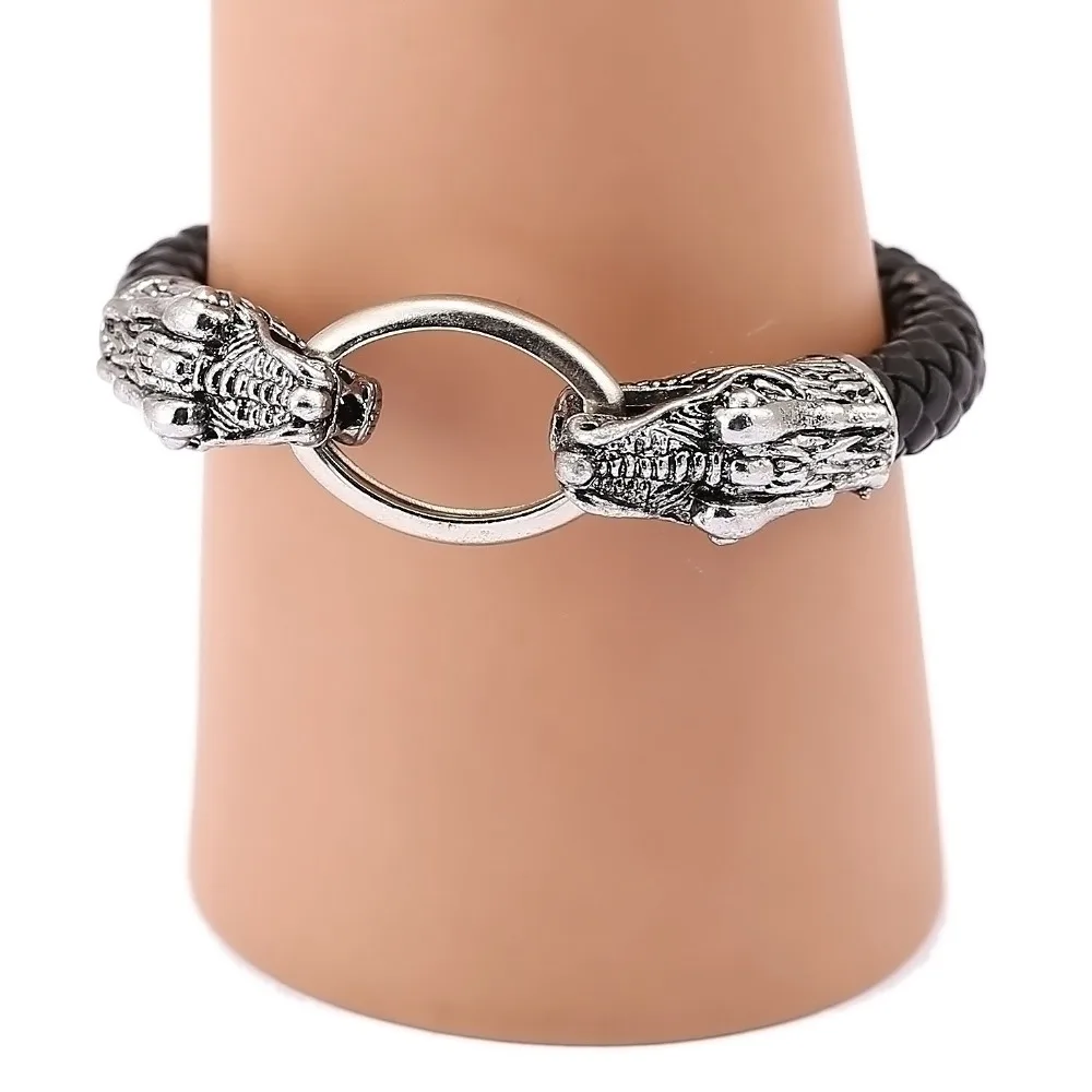 

2016 Fashion men Jewelry animal Men's Bracelets weave Genuine Leather Bracelet male Vintage Creative gift