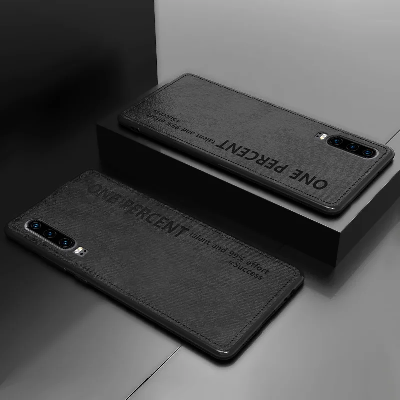 ADKO ультратонкий милый девичий цветной чехол для телефона для huawei P30 ткань текстурная задняя крышка телефона Coque для huawei P30 Pro - Цвет: Cloth Black