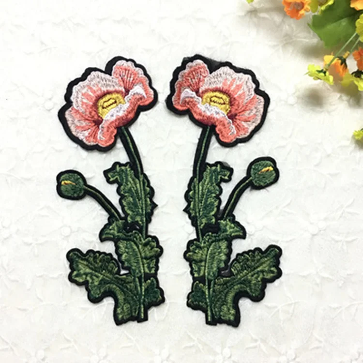 2pcs Flower Iron on Embroidered Patches for Clothes Parches Ropa Sticker Clothing Applique Embroidery | Дом и сад