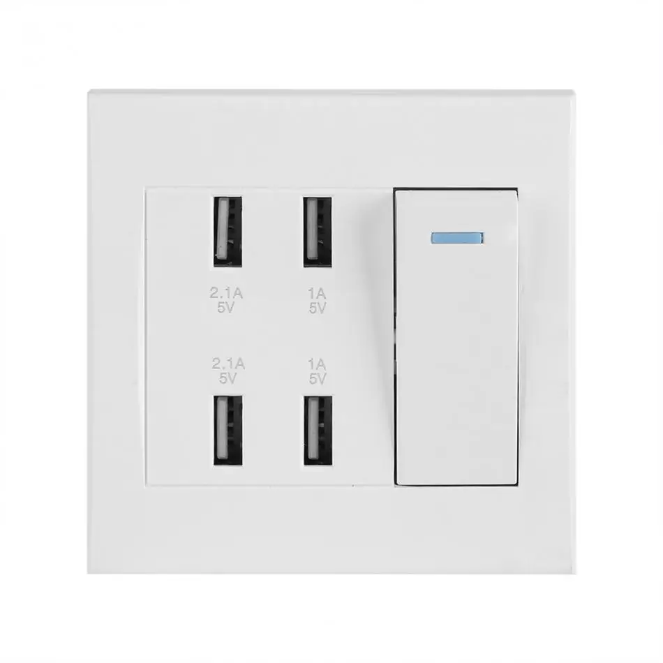 Настенное зарядное устройство с 4 выключателями 5 В 220 А/1 А 250 мА|wall mount charger|usb charger