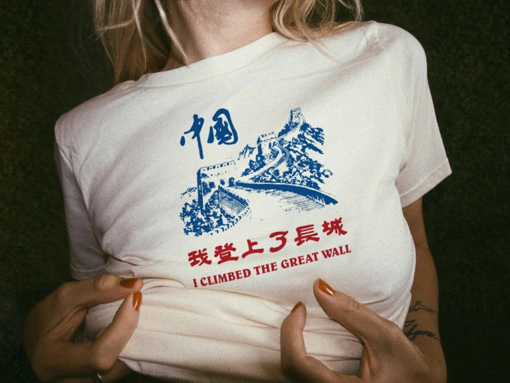 I Climbed The Great Wall T Shirt Vintage 70s 80s 90s Graphic Tops Harajuku Summer Tumblr T Shirt Women Outfits