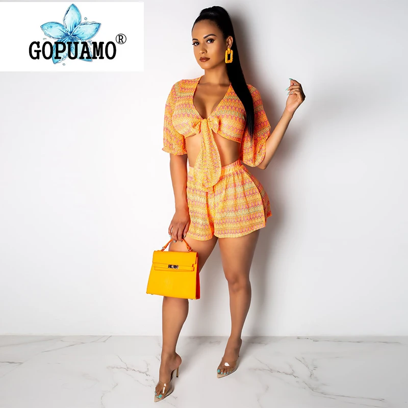 Сексуальный комплект из 2 предметов с геометрическим принтом женский