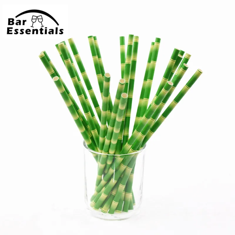 

New Bamboo Paper Straws for Kids Birthday Wedding Decoration Party Straws Creative Paper Drinking Straws Green 100pcs/lot