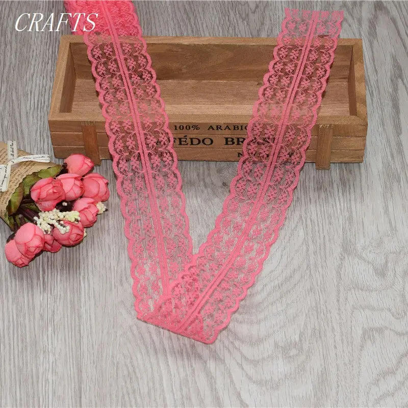 watermelon red Новинка! 10 ярдов Красивая кружевная тесьма, 45 мм шириной, DIY ювелирных изделий, одежда, свадьба, цветочные аксессуары - Цвет: watermelon red