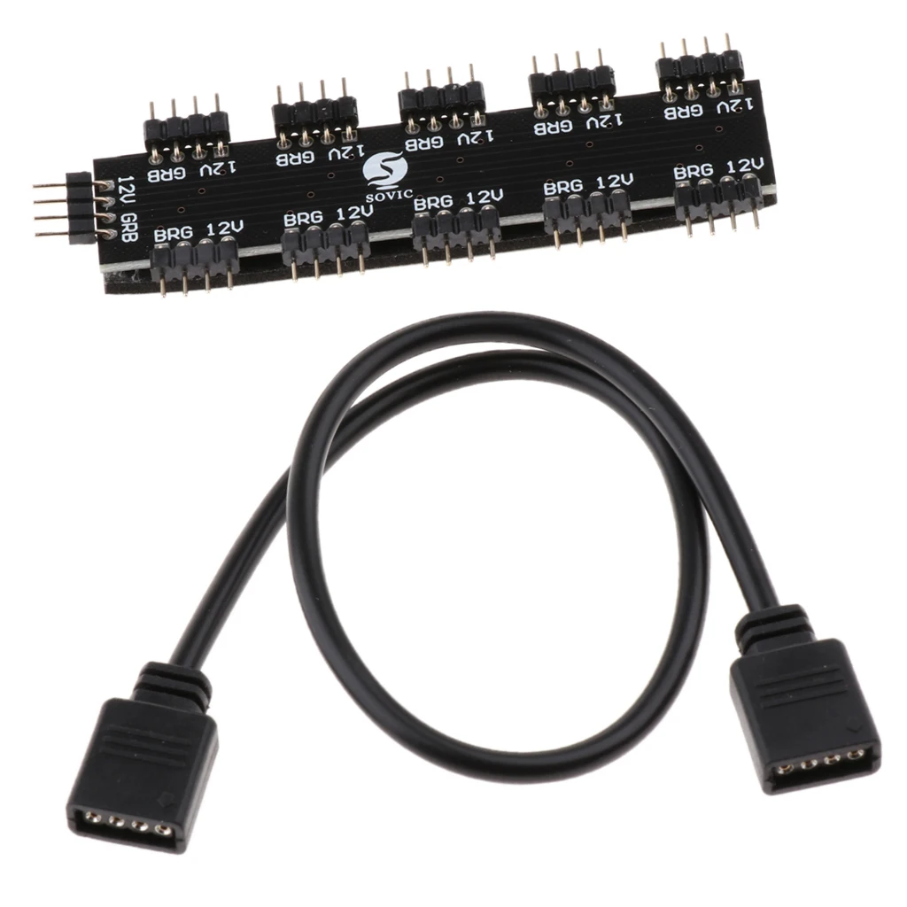 4 Pin 10 RGB концентратор контроллер 12 В материнская плата RGB вентилятор концентратор разветвитель 1-10 контроллер вентилятор для ПК настольный компьютер материнская плата чехол
