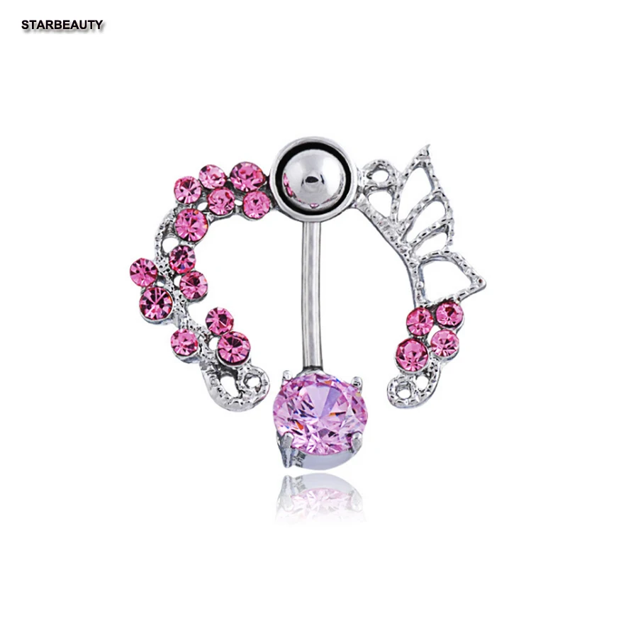 Кольцо для пирсинга пупка с фианитом 1 шт.|body jewelry|belly button ringsnavel piercing |