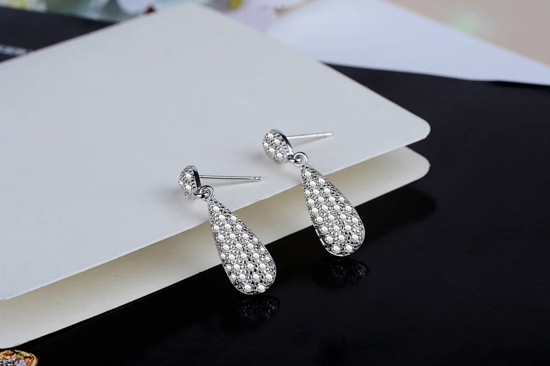 Yanleyu Elegant Female Wedding Jewelry Accessories Original Solid 925 Sterling Silver Water Drop Dangle Earrings for Women PE022 | Украшения