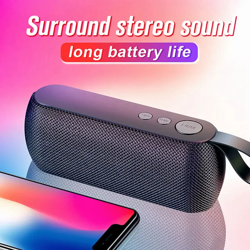 Портативный Bluetooth Беспроводной стереоколонка с микрофоном, флеш-картой памяти Tf Fm радио Aux Mp3 воспроизведения музыки открытый динамик Саундбар