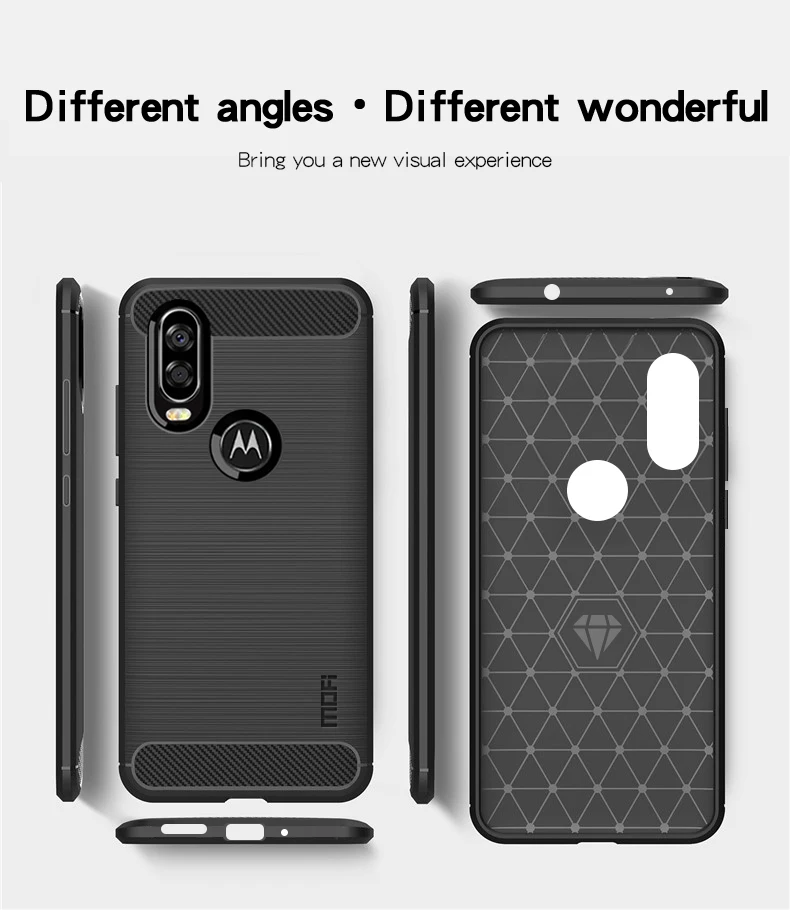 Для Motorola Moto One Vision чехол Mofi из углеродного волокна зерна мягкий силикагель задняя