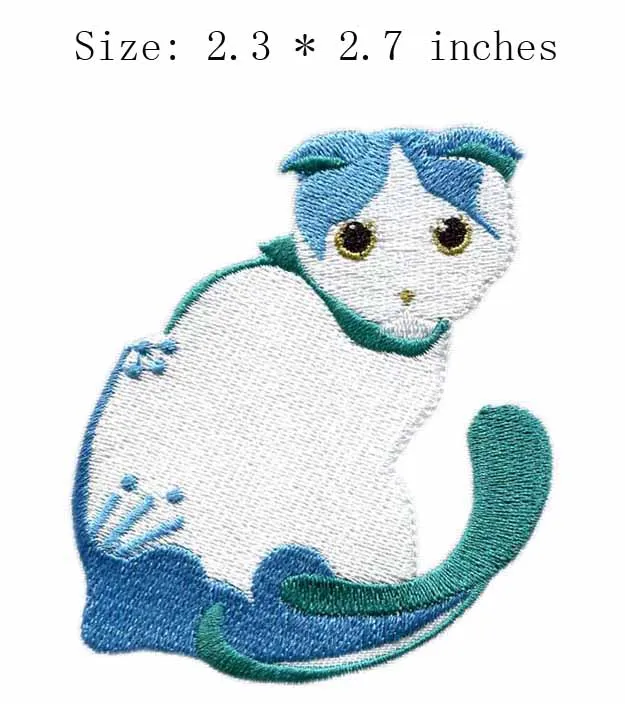 

White Cat embroidery patch 2.3" wide /back/skirt patch/decorative