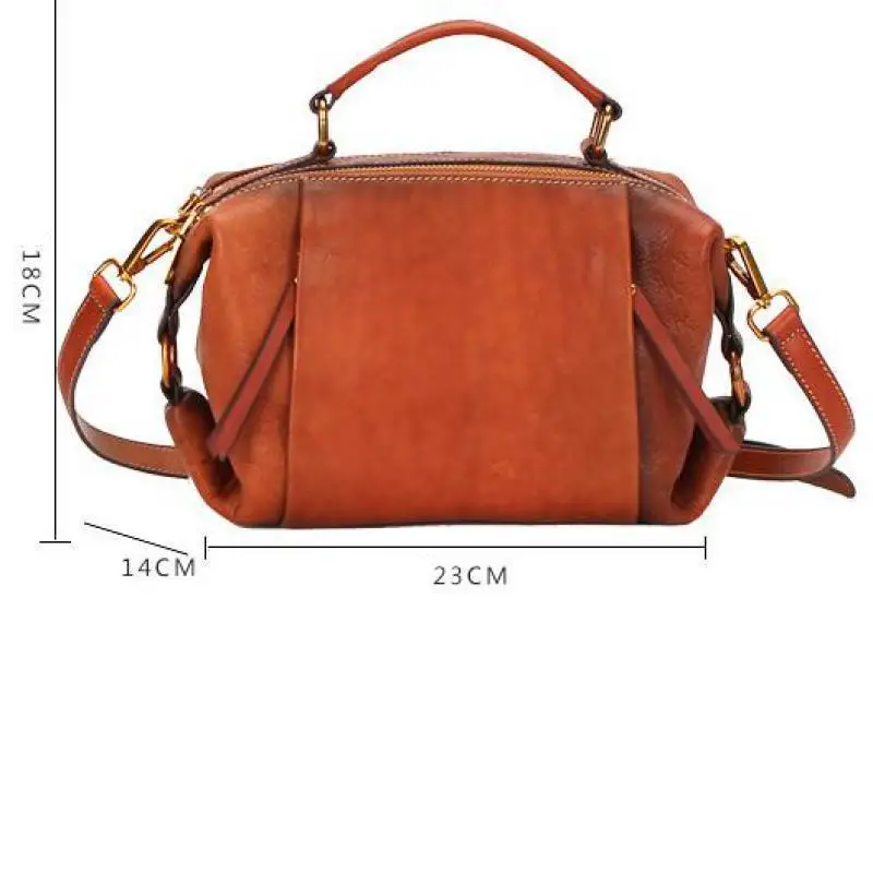 

Johnature 2021 New Genuine Leather Pillow Totes Vintage Zipper Soft Open Pocket Versatile Women Handbags & Crossbody Bags