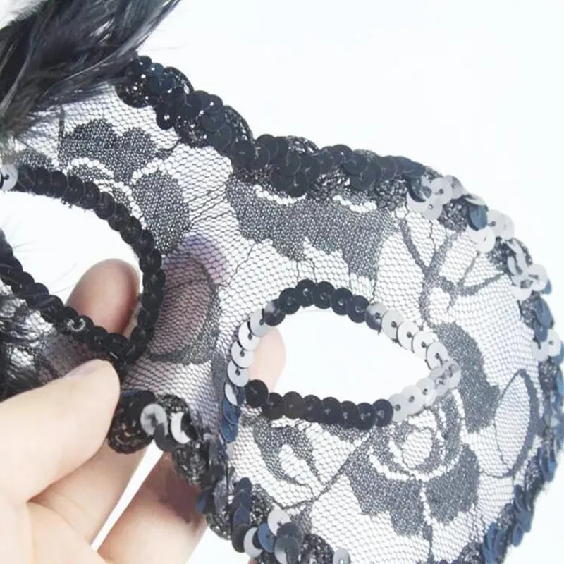 Sexy Black Feather Lace Handheld Mask Women Girls Venetian Princess Masquerade Masks On A Stick Dance Party Halloween|mask woman|mask maskmask on a