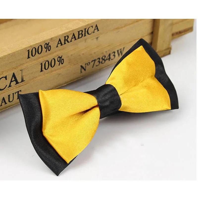 Black Golden Yellow Wedding Classic Kid Suit Neckwear Baby Boy's Baby Fashion Solid Color Adjustable Bowtie Children Two Tone Pet Dog Cat Bow Tie - Цвет: Black Golden Yellow