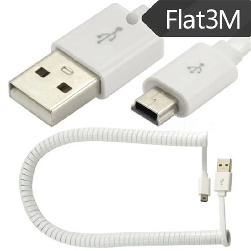 Мини USB кабель в катушке тип А штекер мини 5 контактный разъем спиральный