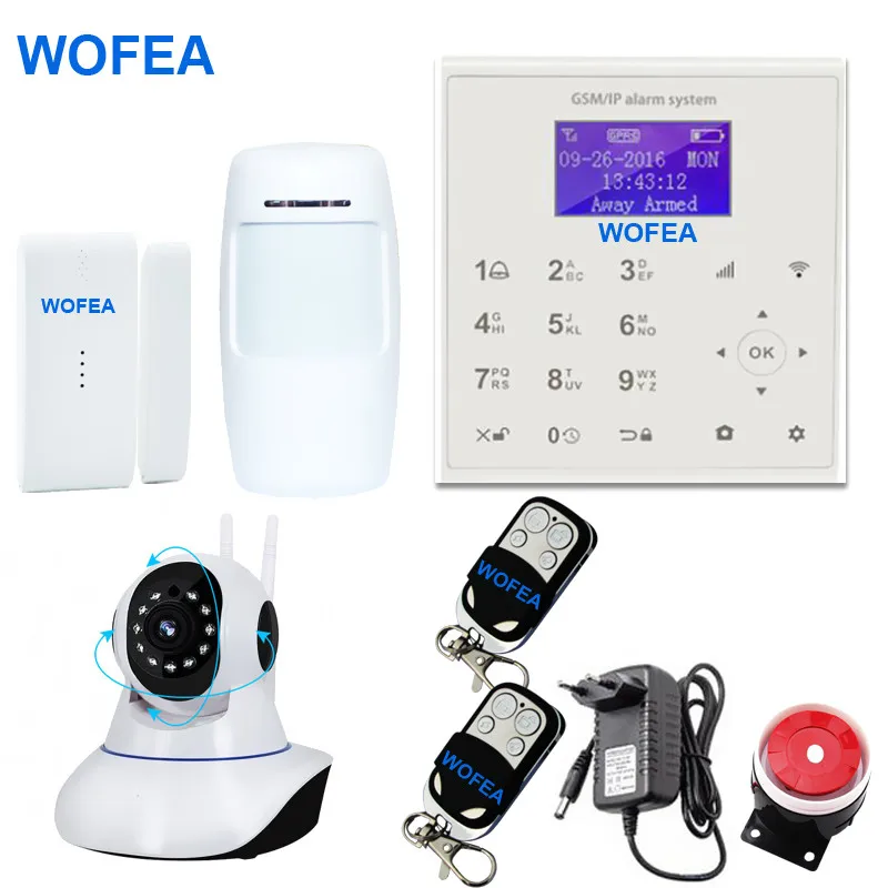 WOFEA Беспроводная GSM сигнализация и Wi Fi домашняя ip камера детектор датчик