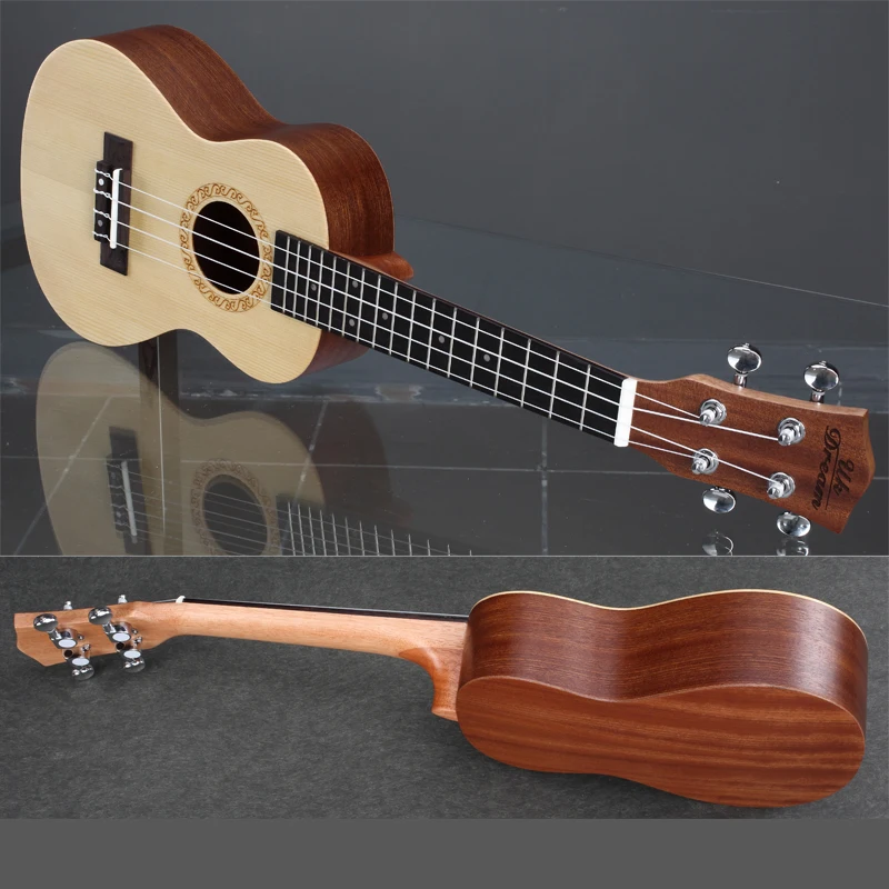 23 дюймов 17 ладов укулеле арочная Акустическая гитара ель поверхность Sapele 4 струны