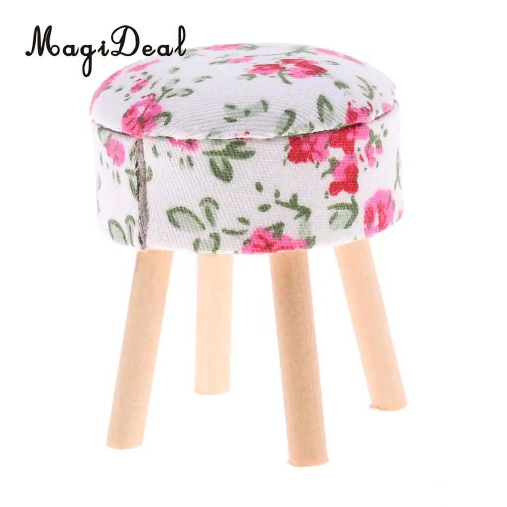 MagiDeal масштаб 1/12 миниатюрная мебель для кукольного домика круглый цветочный стул