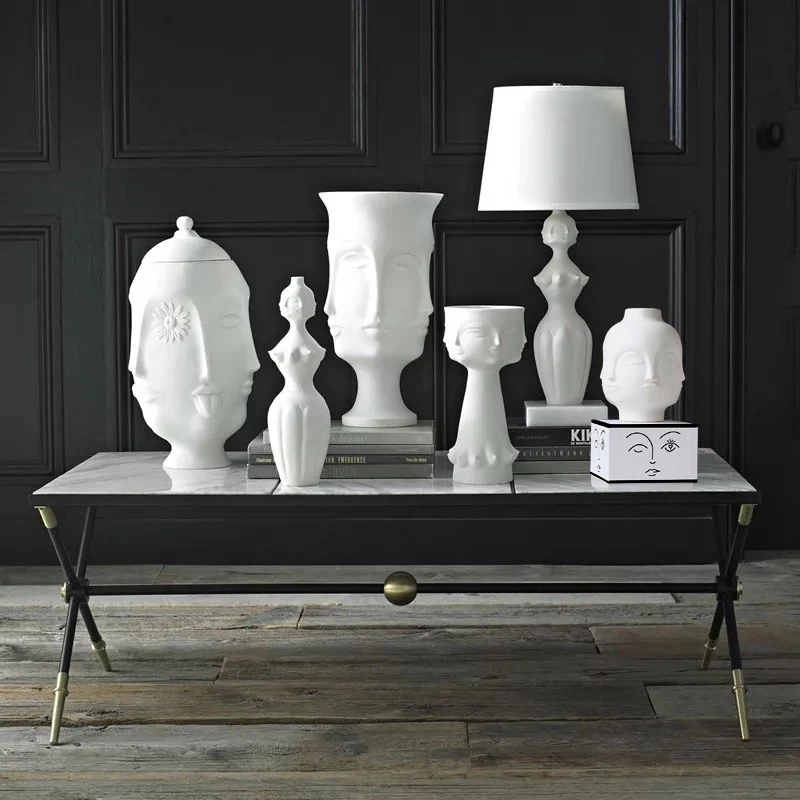 

Nordic Abstract Faceted Face Ceramic Vase Flower Vases Home Decor Plant Flowerpot Fashion Sexy Lips Flower Vase For Home Wedding