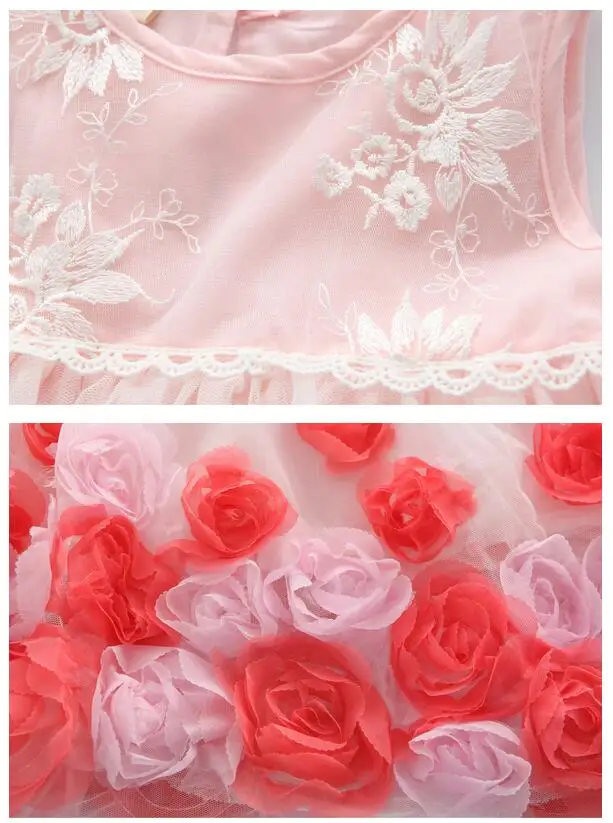 Girls Fashion Princess Dresses 2017 Summer Sleeveless Rose Flowers Gowns Kids Vest tutu Dress CHildren's Birthday Formal | Детская