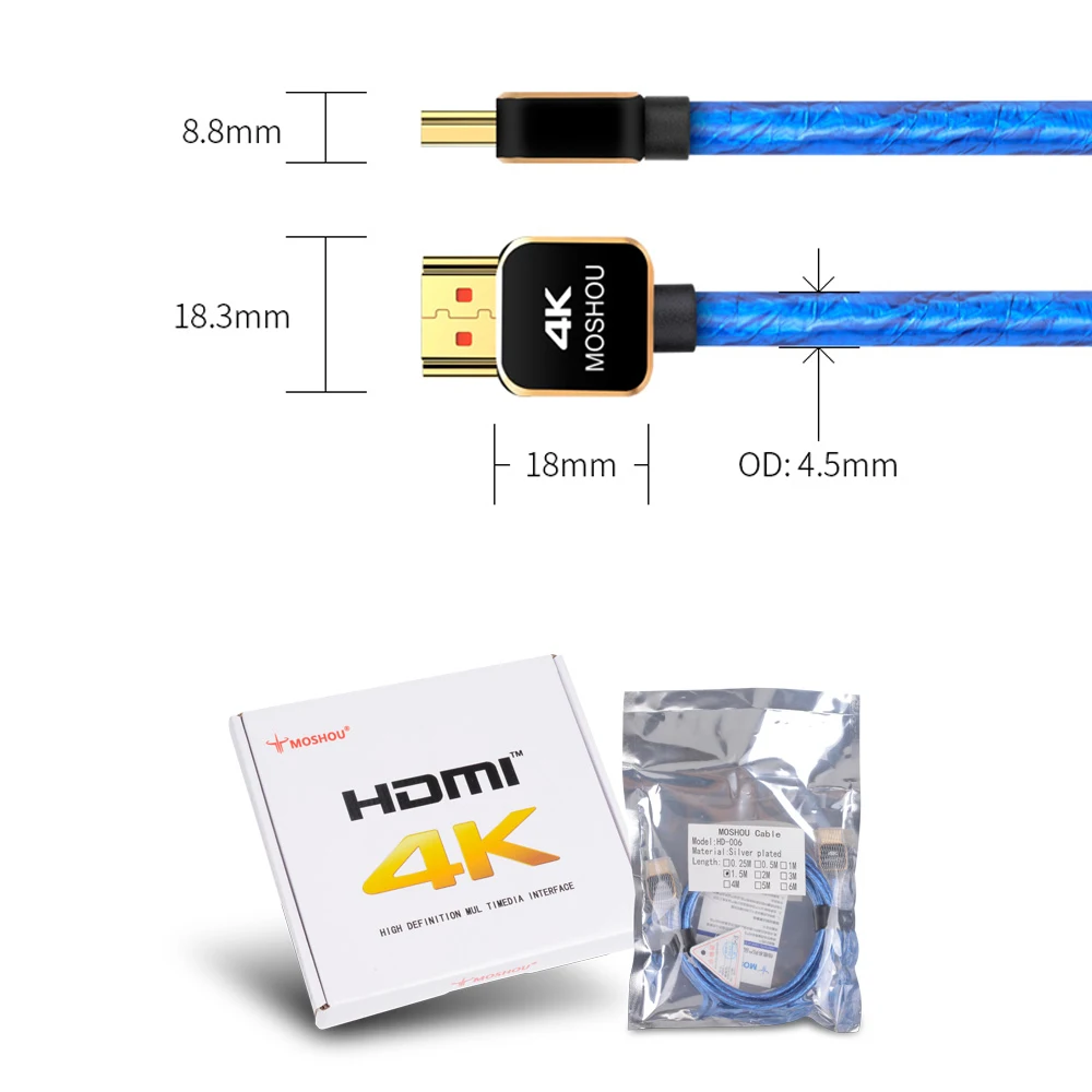 MOSHOU Профессиональный in Enthusiast HDMI 2 0 кабель 4K @ 60Hz 18Gbs высокое качество