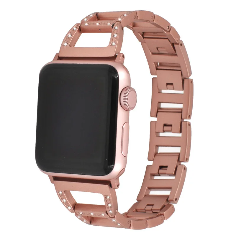 Подходит для Apple Watch ремешок из нержавеющей стали трапециевидный стразы