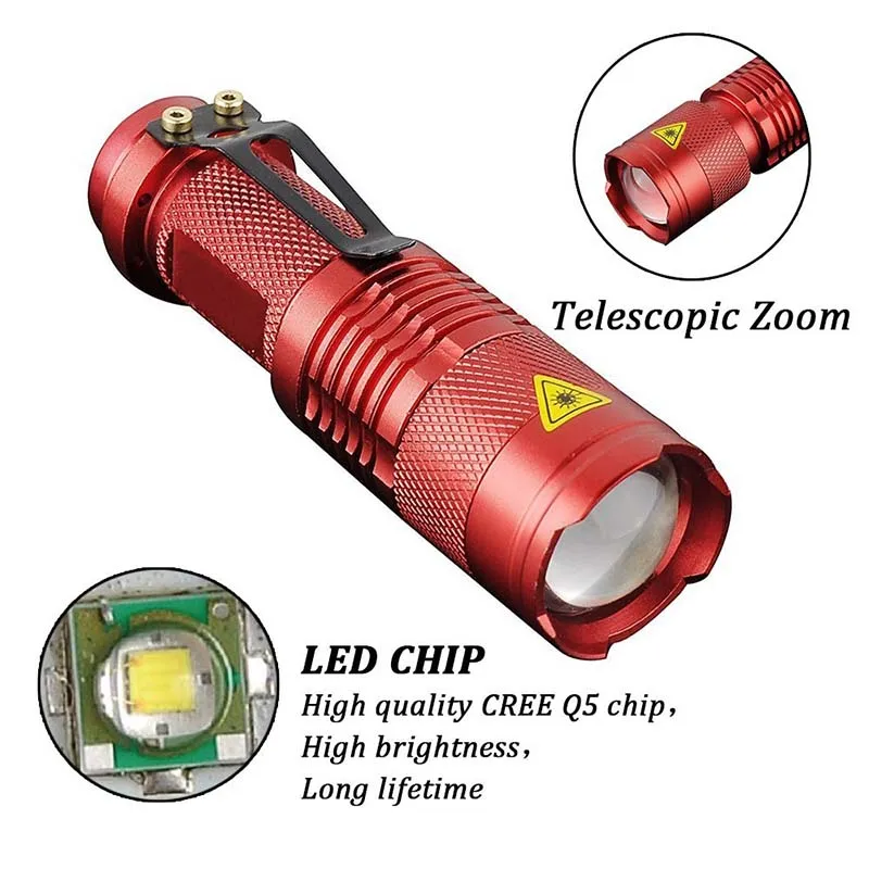 High Quality Mini LED Torch 7W 2000LM Q5 Flashlight Adjustable Focus 3 Modes Zoom Flash Light Lamp Free Shipping | Лампы и освещение