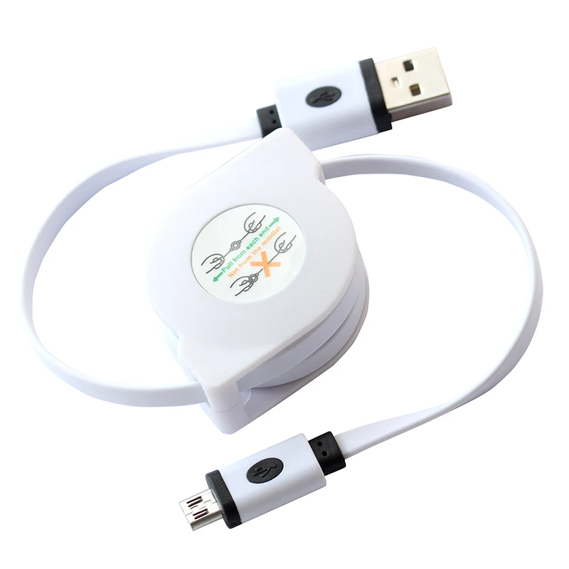 

90CM 3F Retractable USB Male to Micro USB V8 Data Sync Charge Charger Cable Cord