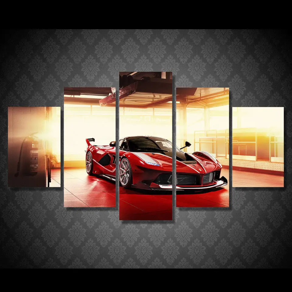 Большая рамка для картины красный роскошный спортивный автомобиль Ferrari живопись