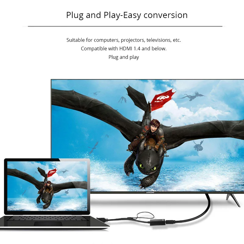 Sovawin преобразователь из VGA в HDMI адаптер с 3 5 мм аудио USB Micro Power 1080P HD Plug and Play мини