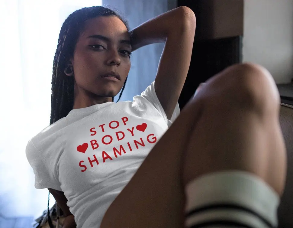 Футболка с надписью Stop Body Shaming футболки феминистские идентичными правами модная