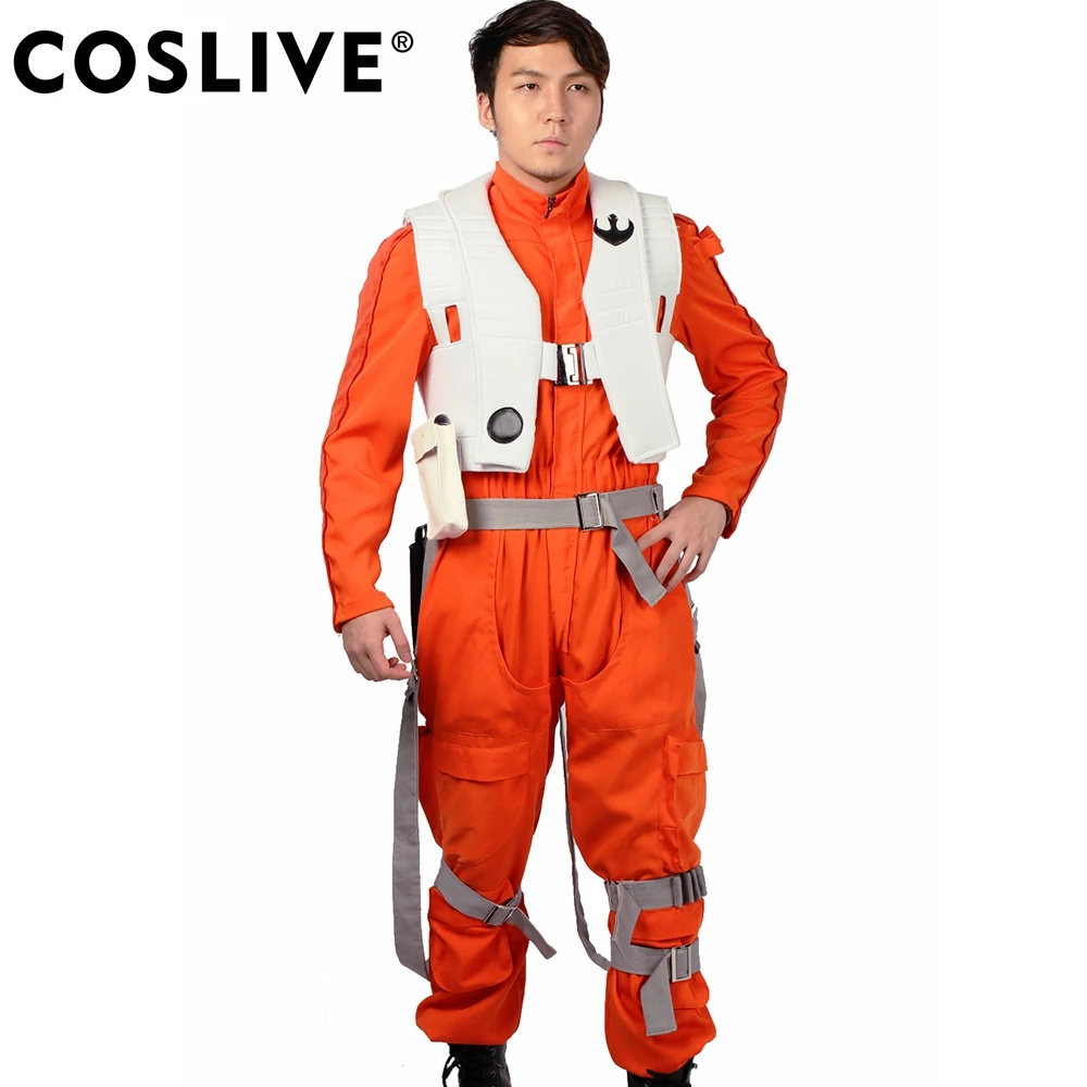 Coslive новинка Звездные войны VII Poe Dameron оранжевый комбинезон набор косплей костюм