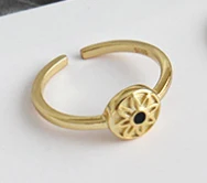 1PC Gold A F.I.N.S Модные кольца для женщин Stackable женское кольцо на палец 925 стерлингового серебра глаз эмаль открытое регулируемое кольцо геометрии - Цвет основного камня: 1PC Gold A